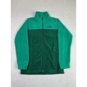 Columbia Fleece Jacket Youth Large 14/16 Green Colorblock Outdoor Full Zip